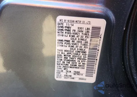 2015 Infiniti Qx70 z USA, uszkodzony, nr VIN JN8CS1MUXFM381288